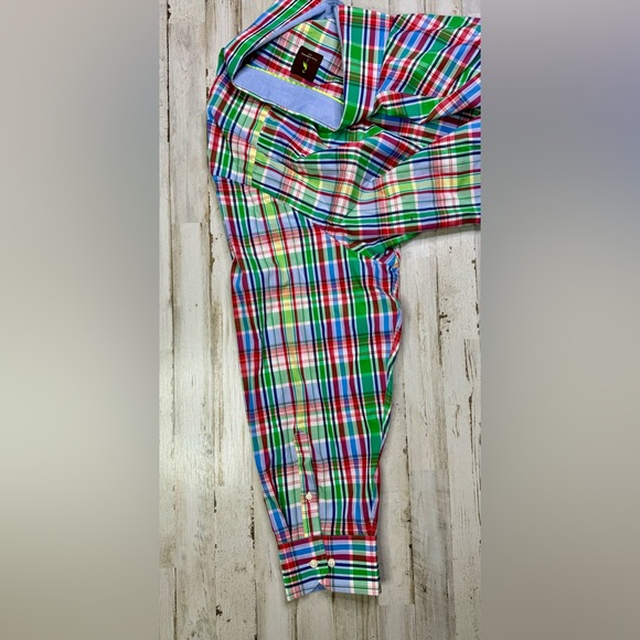 Tailorbyrd Mens Dress Shirt 4XL Long Sleeve Green Blue Button Up - Picture 8 of 13